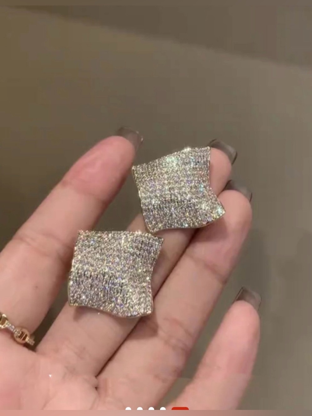 A Classy Chic Boutique Silver Pavé Wave Shield Earrings - Picture 4 of 6